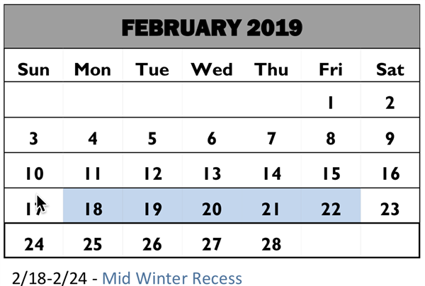 Calendar - February 2019 Calendar - February 2019