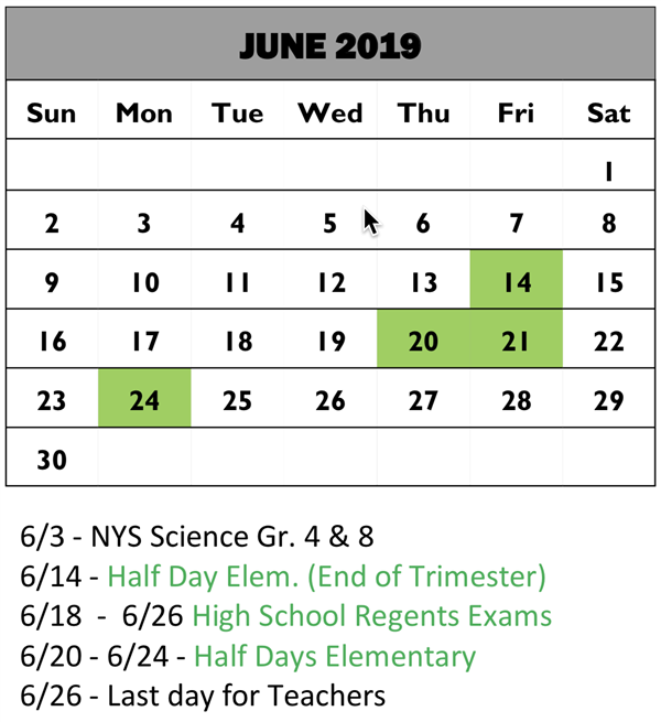 Calendar - June 2019 Calendar - June 2019