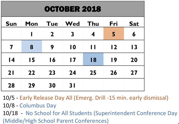 Calendar - October 2018 Calendar - October 2018