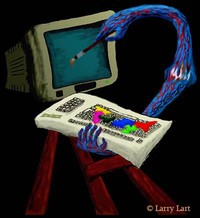 Arms painting a computer using a keyboard as an easel Arms painting a computer using a keyboard as an easel
