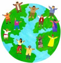 Students around a globe Students around a globe