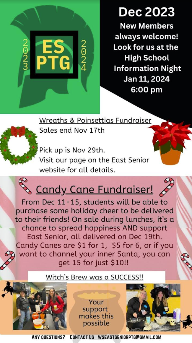 dec 11-15 students can purchase candy canes and support east senior
