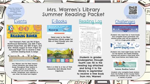 Mrs. Warren's Library Summer Reading Packet